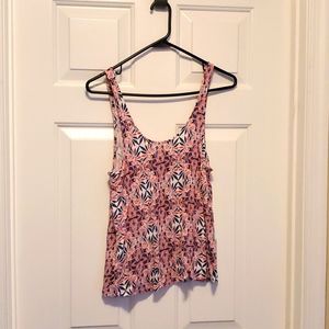 Aeropostale pink and blue loose tank top with buttoned exposed back